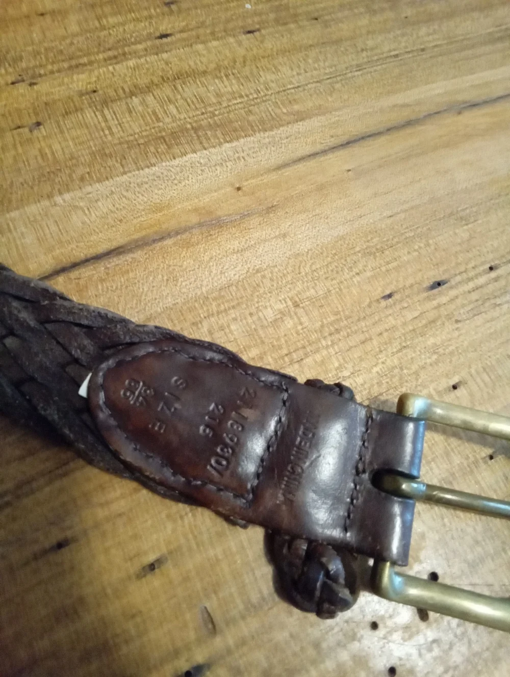 Men's Braided Dark Brown Leather Belt with Brass Buckle Size 34/36